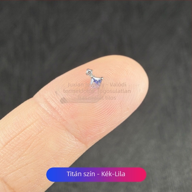 Titánium ötvözet piercing ékszer készlet cirkóniával – geometriai uniszex fülbevalók, orr- és ajakpiercingek, belsőmenetes kialakítás, tisztaság G23