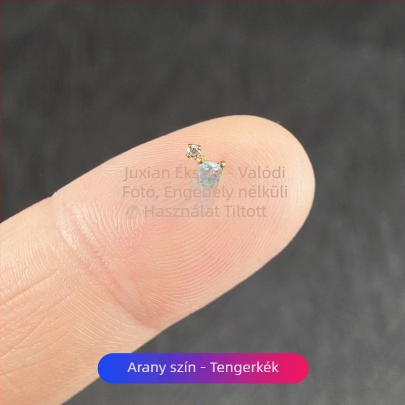 Titánium ötvözet piercing ékszer készlet cirkóniával – geometriai uniszex fülbevalók, orr- és ajakpiercingek, belsőmenetes kialakítás, tisztaság G23