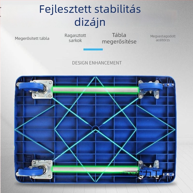 Többcélú kézi kocsi összecsukható sík platformmal; sárgaréz + elektropolírozott fehér acél; ezüst berakás; téli kiadás 2022