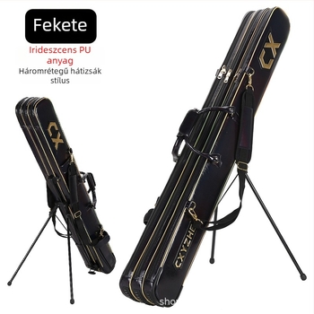 Horgászbot táska, merev külső, nagy kapacitású tároló, PU anyag, nem vízálló