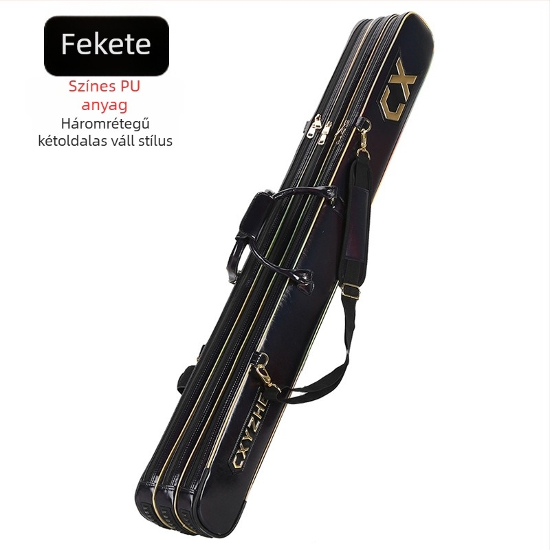 Horgászbot táska, merev külső, nagy kapacitású tároló, PU anyag, nem vízálló