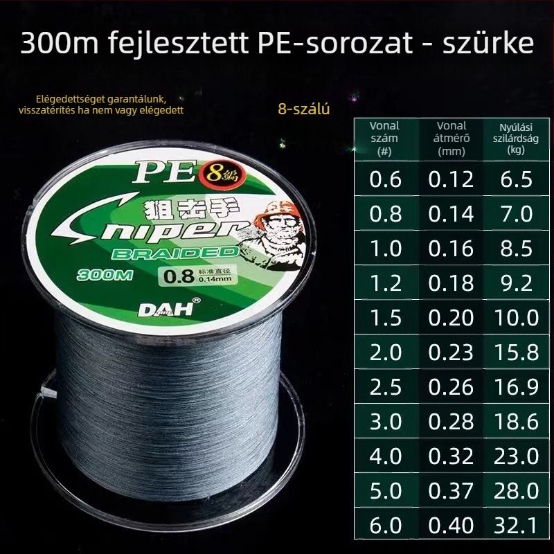 Pleten PE horgászvonal, fő vonal 9 szál, csali vonal 8 szál, ultranagy húzóerő