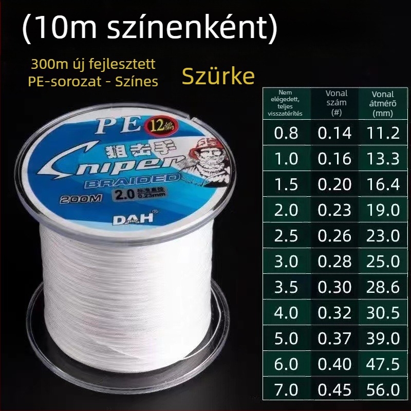 Pleten PE horgászvonal, fő vonal 9 szál, csali vonal 8 szál, ultranagy húzóerő