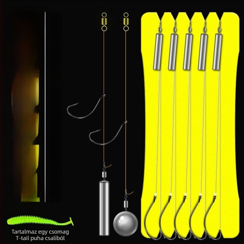 Jigging horgászkészlet: jigging vonal, ólom súly, horog, Texas rig vonal