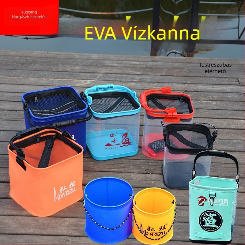 Élő halak számára tervezett halas vödör, összecsukható, teherbíró, EVA, integrált öntés