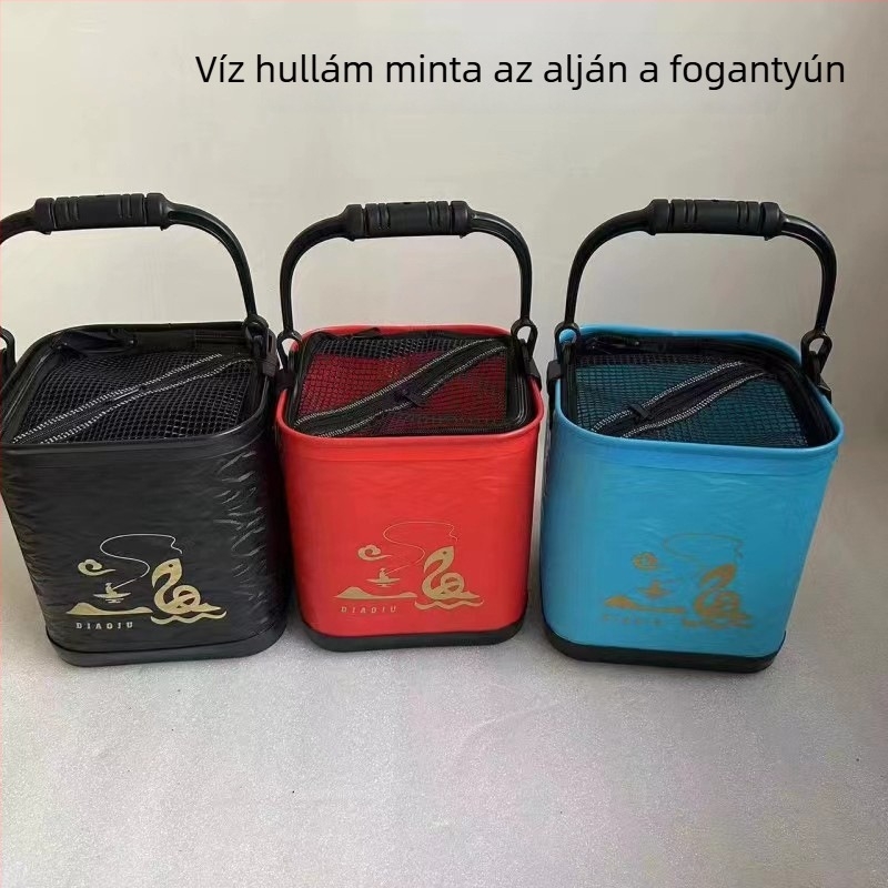 Élő halak számára tervezett halas vödör, összecsukható, teherbíró, EVA, integrált öntés