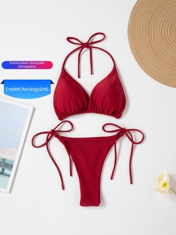 Női string bikini, egyszínű, szexi és elegáns strandbikini
