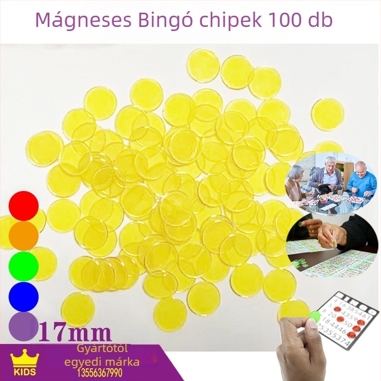 Bingóhoz chipkészlet – kerek PS műanyag korongok, 17 db