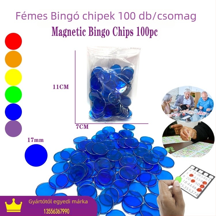 Bingóhoz chipkészlet – kerek PS műanyag korongok, 17 db