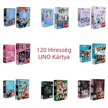 120-db UNO-stílusú kártyajáték K-pop témával GOT7 IVE GIDLE EN Star (Papír • Színes doboz • 15–35 éveseknek • Interaktív szórakozás)