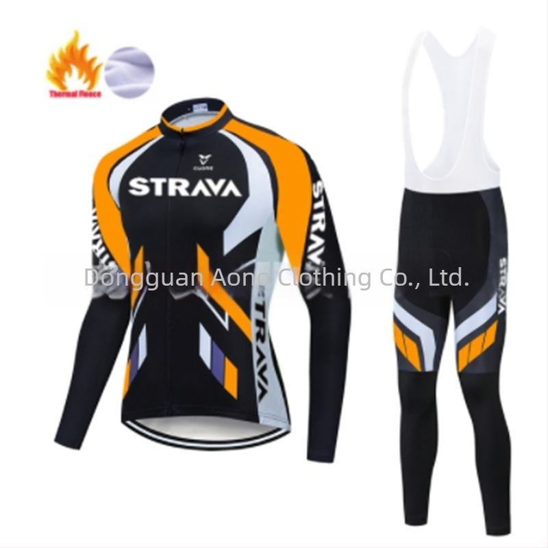 Uniszex kerékpáros nadrág pántokkal, fleece béléssel, téli meleg