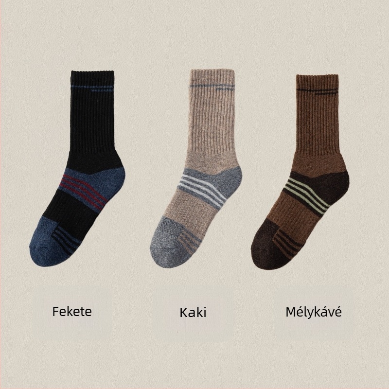 Férfi Merinó gyapjú sízokni – magas cső, varrat nélküli kivitel, gyorsan száradó, csúszásmentes, dörzsölés elleni, 30–50% Merinó tartalom, 96 tűs kötés, őszi-téli síeléshez