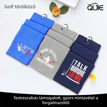 Golf törölköző mikroszálból waffle mintával, 260 g, sima szövet, logó nyomtatva.