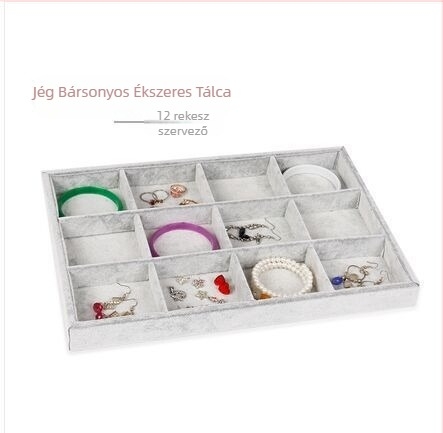 Ékszer-gyöngyök tároló doboz rácsos elválasztókkal, átlátszó, porvédett, anyag papír, pastoral stílus