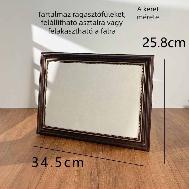 Egyszeres ékszerkijelző falra – nordikus stílusú, PS keret flanel belsővel, kézzel készített, nyakláncokhoz, fülbevalókhoz és karkötőkhöz