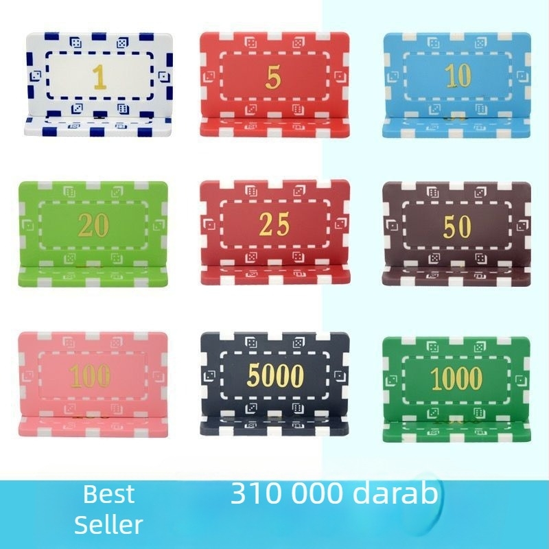 Téglalap alakú, vastag kártyák nominális értékkel mahjong- és pókertermekhez, zsetonok és Texas Hold'em tokenek