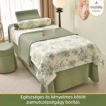 Prémium minimalist ágytakaró készlet szépségszalonok számára, 4 darab, minden évszakban használható, bambuszrostból, egyszínű vagy virágmintás.