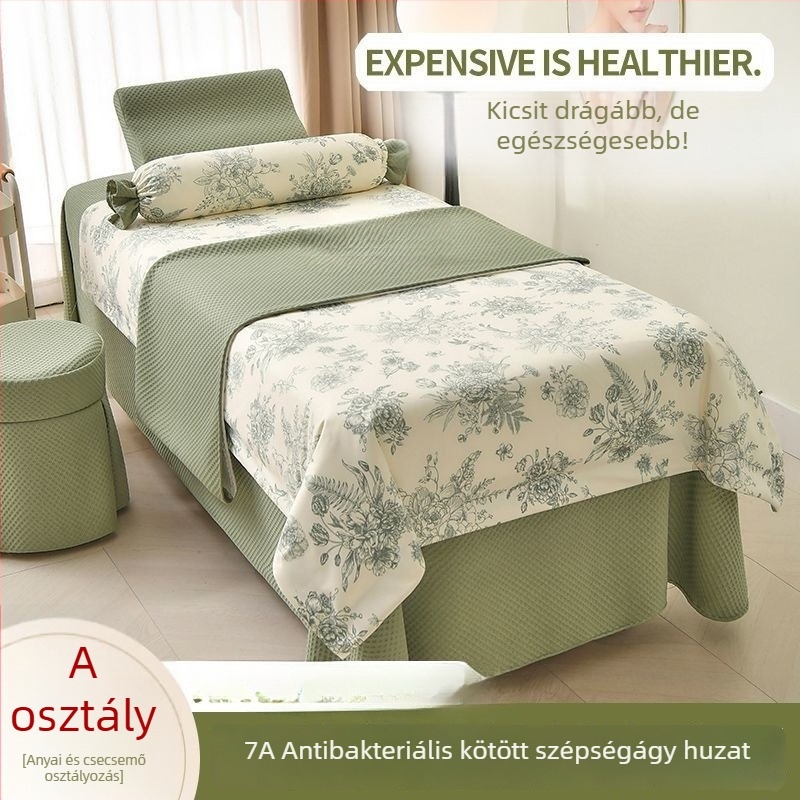 Prémium minimalist ágytakaró készlet szépségszalonok számára, 4 darab, minden évszakban használható, bambuszrostból, egyszínű vagy virágmintás.