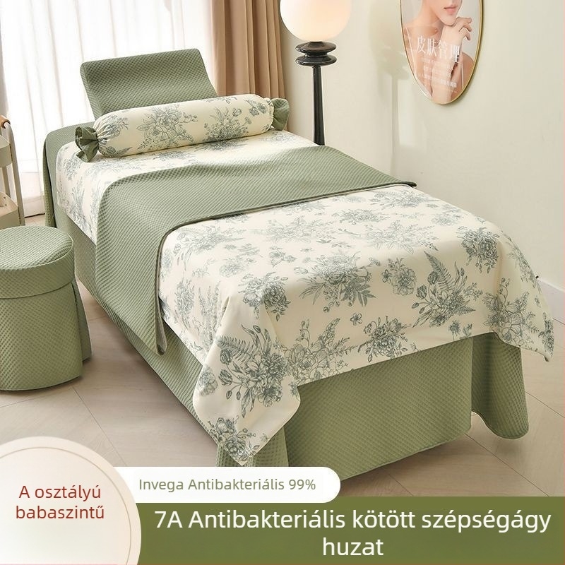 Prémium minimalist ágytakaró készlet szépségszalonok számára, 4 darab, minden évszakban használható, bambuszrostból, egyszínű vagy virágmintás.