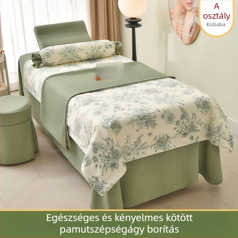 Prémium minimalist ágytakaró készlet szépségszalonok számára, 4 darab, minden évszakban használható, bambuszrostból, egyszínű vagy virágmintás.