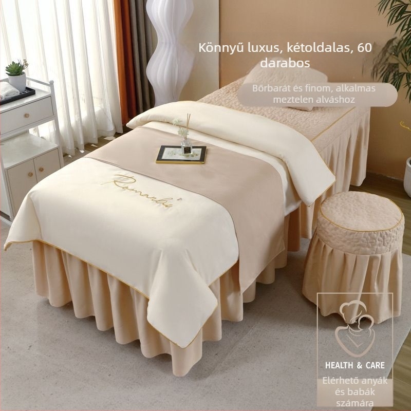 Ice Silk ágyneműtakaró 4 darabos készlet, 0,9 m-es ágyhoz, egyszínű, minimalist stílus, minden évszakra, szépségszalon számára