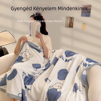 Téli korall bársony pléd, 100% poliészter, geometriai minta, súly 320 g