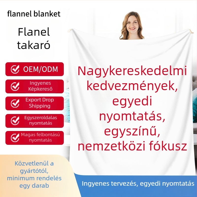 Flanel pléd otthoni, logóval testreszabható, poliészter, tavasz–ősz szezon, modern minimalista stílus
