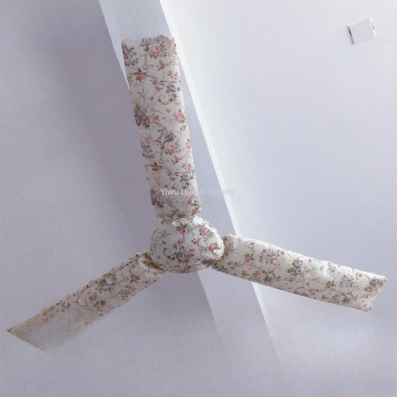 Porvédő huzat háromlapátos mennyezeti ventilátorhoz, nyomtatott textil mintával, teljes fedés, foltálló védelem