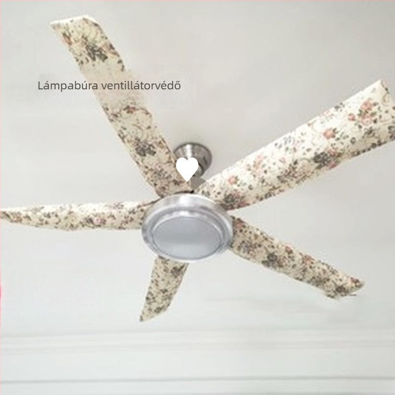Porvédő huzat háromlapátos mennyezeti ventilátorhoz, nyomtatott textil mintával, teljes fedés, foltálló védelem
