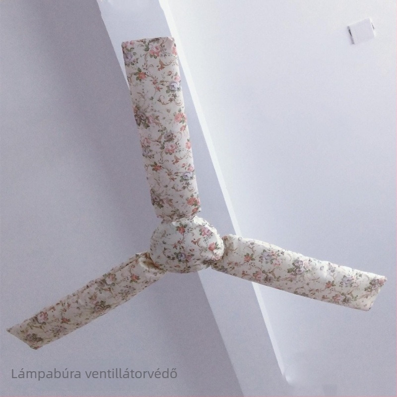 Porvédő huzat háromlapátos mennyezeti ventilátorhoz, nyomtatott textil mintával, teljes fedés, foltálló védelem