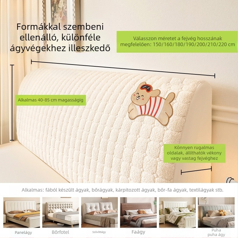 Cloud Velvet anyagú fejvég huzat, rugalmas, univerzálisan illeszkedik a fa ágyakhoz, leválasztható és géppel mosható