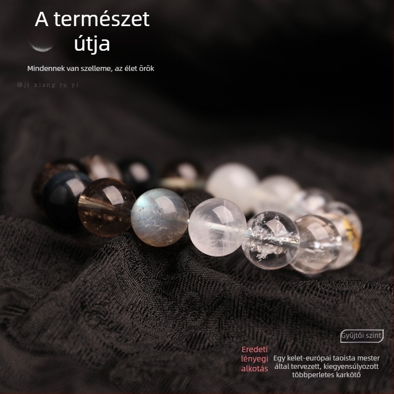 Öt elemes kristály karkötő — uniszex, csiszolt természetes kristálykövek, Spring 2025, Sincerity Stone