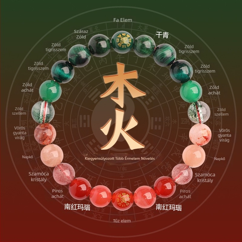 Öt elemes kristály karkötő — uniszex, csiszolt természetes kristálykövek, Spring 2025, Sincerity Stone