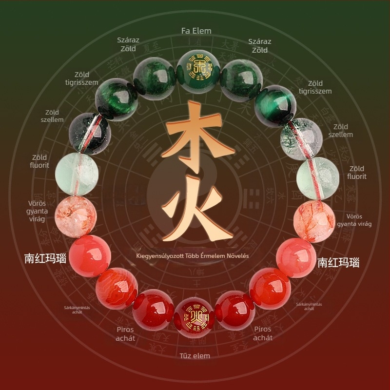 Öt elemes kristály karkötő — uniszex, csiszolt természetes kristálykövek, Spring 2025, Sincerity Stone