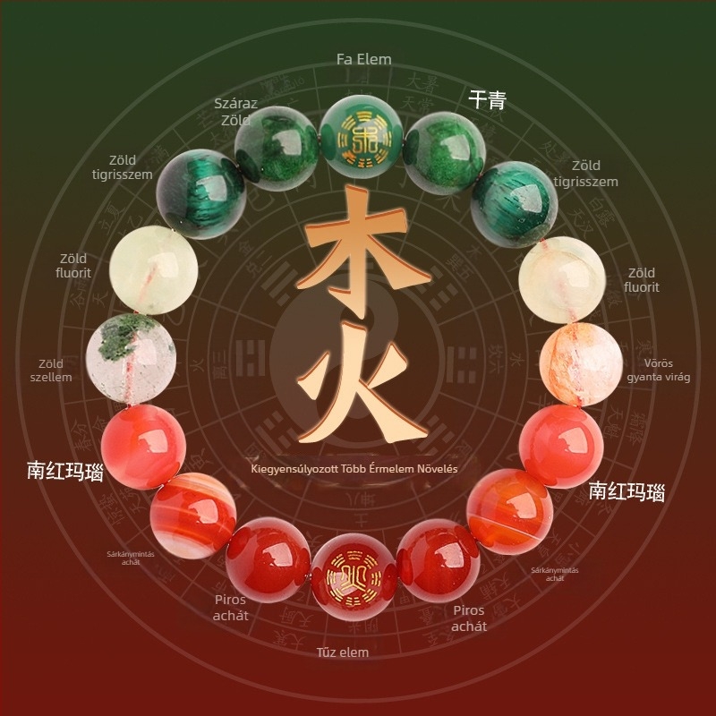 Öt elemes kristály karkötő — uniszex, csiszolt természetes kristálykövek, Spring 2025, Sincerity Stone