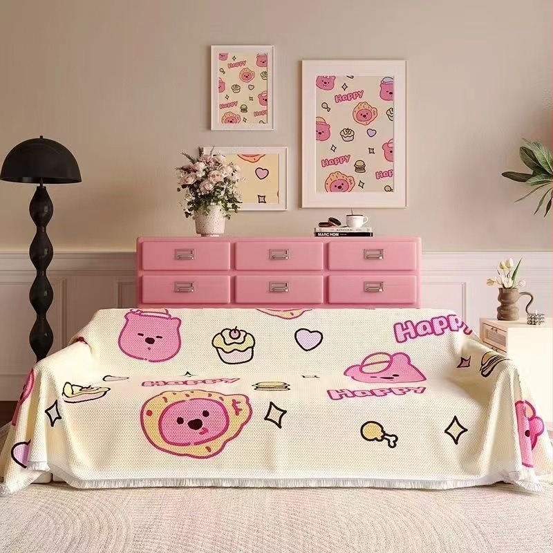 Waffle textúrájú kanapévédő | macska karmolás elleni védelem, teljes fedés, csúszásmentes, univerzális minden évszakra; Anyag: pamut és len; Minta: geometriai, rajzfilm, aranyos állatok; Alkalmas moduláris kanapéhoz; Stílus: rajzfilm; Testreszabás elérhető