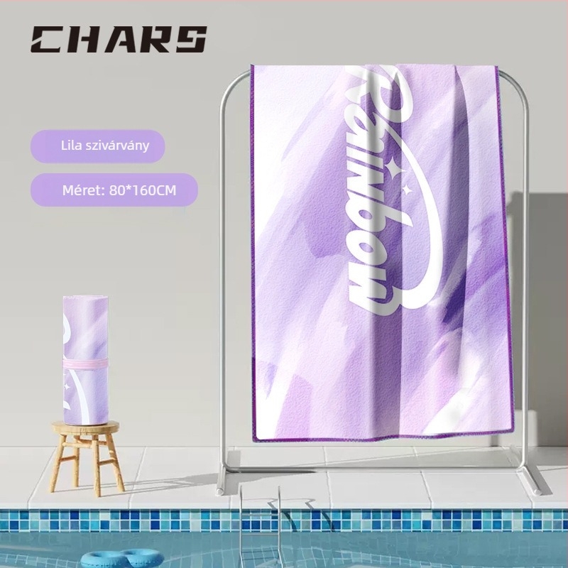 CHARS Mikroszálas gyorsszárító fürdő- és strandtörölköző viselhető köpeny funkcióval, 200–300 g, nyomtatás