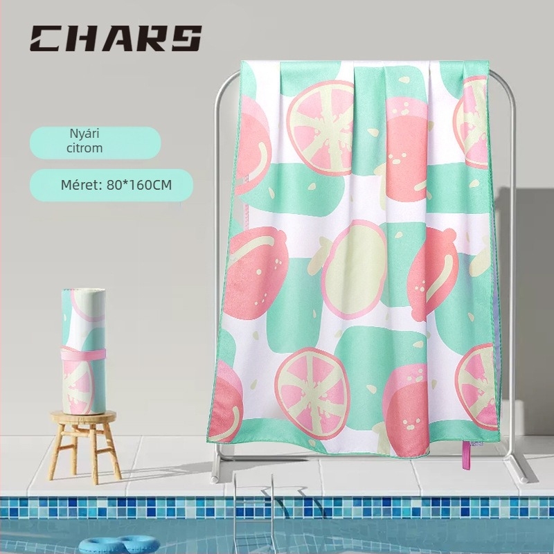 CHARS Mikroszálas gyorsszárító fürdő- és strandtörölköző viselhető köpeny funkcióval, 200–300 g, nyomtatás