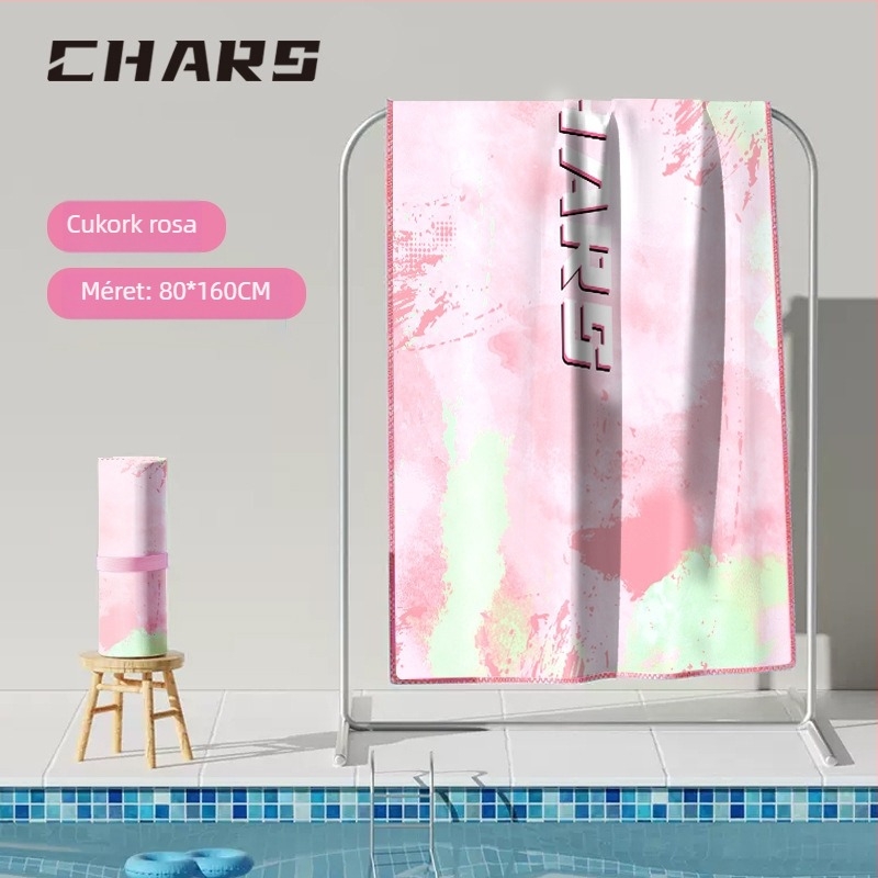 CHARS Mikroszálas gyorsszárító fürdő- és strandtörölköző viselhető köpeny funkcióval, 200–300 g, nyomtatás