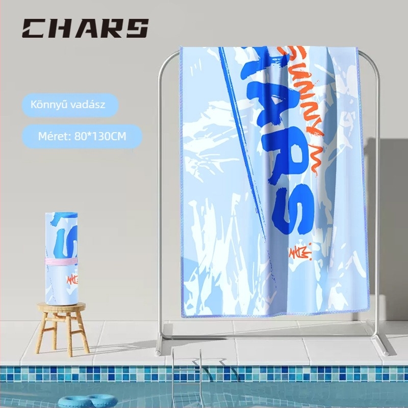 CHARS Mikroszálas gyorsszárító fürdő- és strandtörölköző viselhető köpeny funkcióval, 200–300 g, nyomtatás