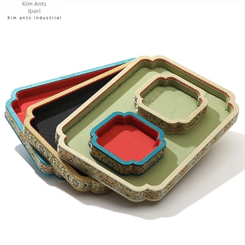 Egyoldalas tömörfa ékszer-tároló tálca, retro/ősi stílusú kiállításhoz, összefűzési kivitel, Shenzhen eredetű