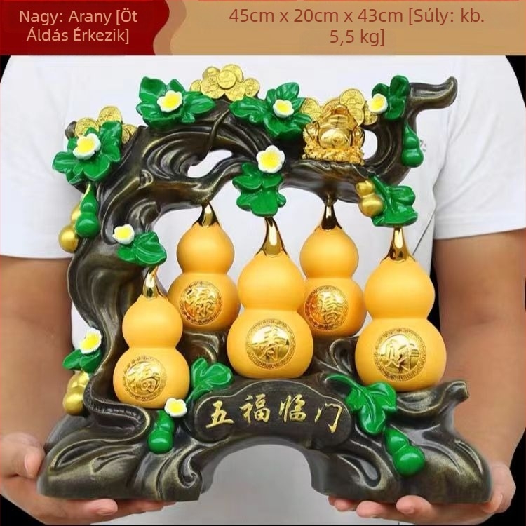 Gourd alakú díszfigura szintetikus gyantából – modern művészet dekoráció nappaliba és előszobába; Anyag: szintetikus gyanta; Márka: Qing Lianxing; Kategória: Gyanta kézművesség