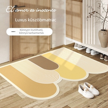 PVC bejárati szőnyeg, mosható, vágásra szabható, különleges formájú, geometrikus mintázatú, csíkos, modern minimalista stílus