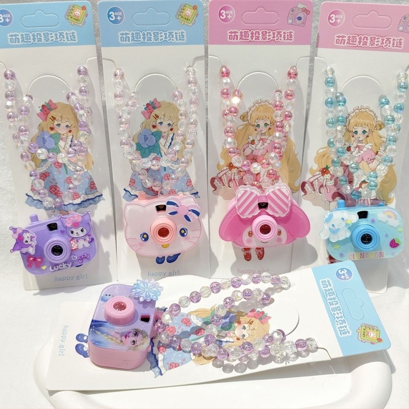 Gyerekeknek készült rajzfilmszerű hercegnő nyaklánc gyöngyös függővel, műanyag/gyanta, golyó lánc, 3–10 éveseknek