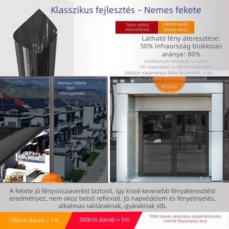 5 méteres ablakszigetelő fólia napvédelméhez és magánélet védelmére – üvegfólia erkélyre