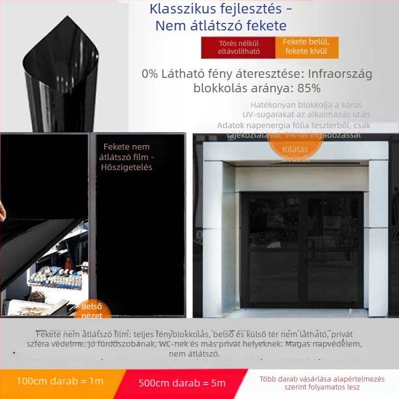 5 méteres ablakszigetelő fólia napvédelméhez és magánélet védelmére – üvegfólia erkélyre