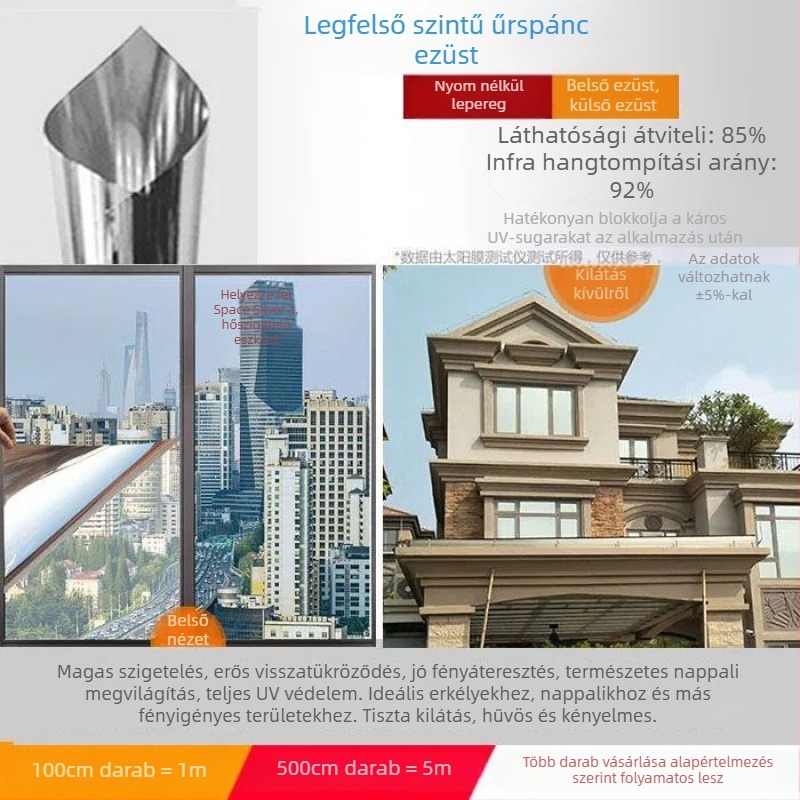 5 méteres ablakszigetelő fólia napvédelméhez és magánélet védelmére – üvegfólia erkélyre