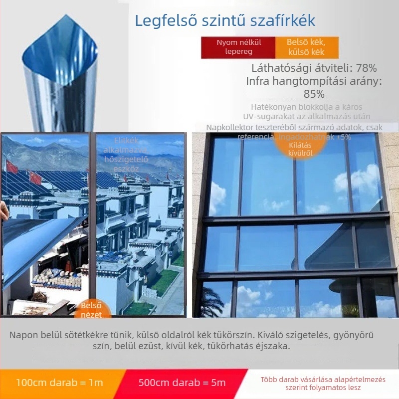 5 méteres ablakszigetelő fólia napvédelméhez és magánélet védelmére – üvegfólia erkélyre