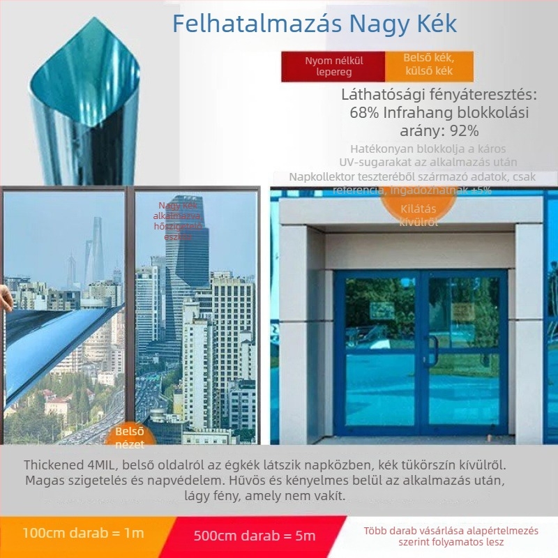 5 méteres ablakszigetelő fólia napvédelméhez és magánélet védelmére – üvegfólia erkélyre