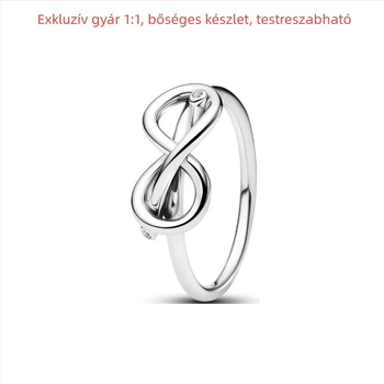 Uniszex 925-ös ezüst gyűrű geometriai mintával és cirkóniával, könnyed luxus stílusban